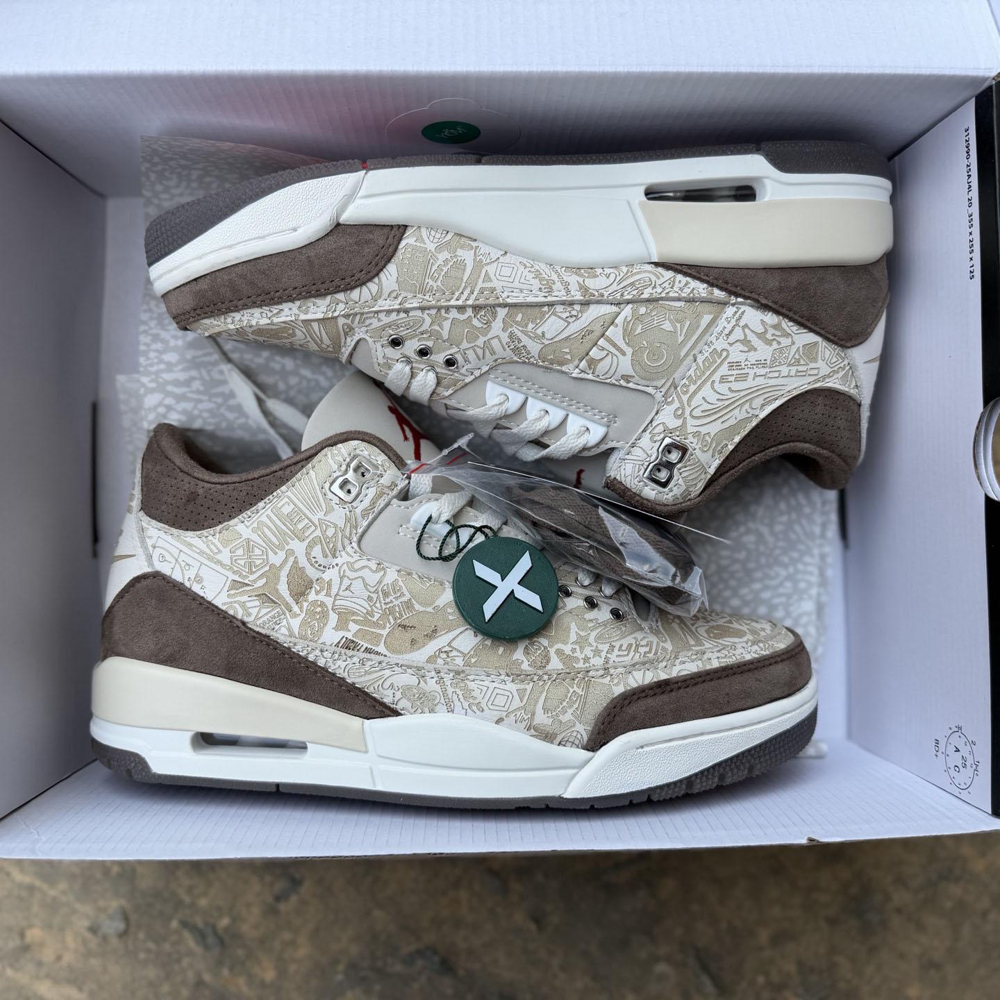 Air Jordan 3 Retro Laser Sneakers   JA1369-001 - DesignerGu
