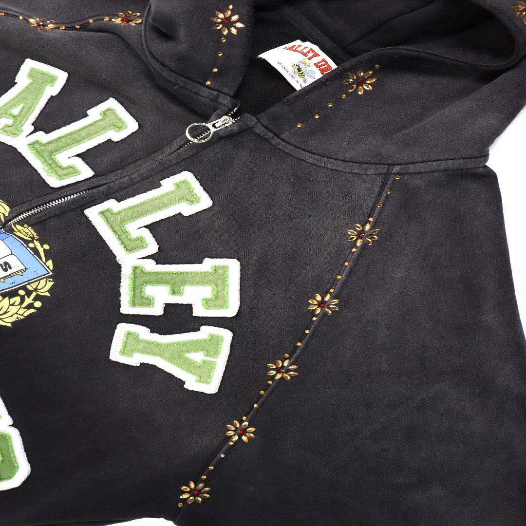 Vale Forever Dreams Varsity Crest Black Zip Hoodie - DesignerGu