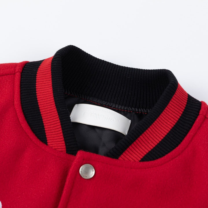 Off-White™ Scorpio Lea Wool Varsity Jacket 'Red/Off White' - DesignerGu
