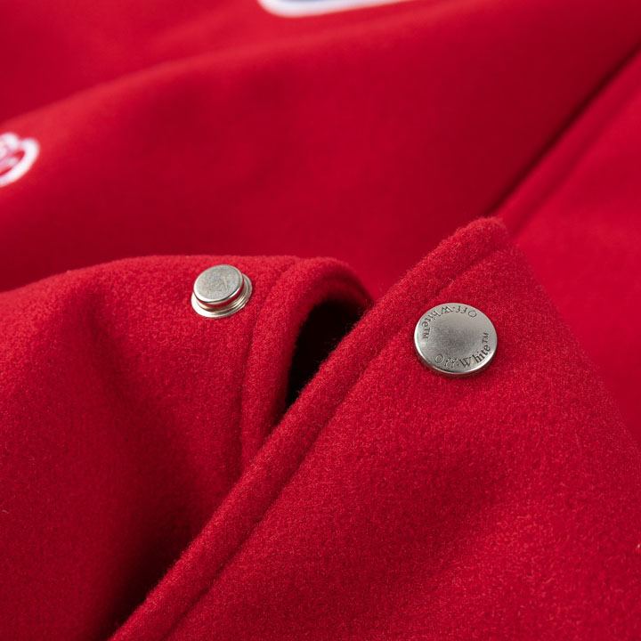 Off-White™ Scorpio Lea Wool Varsity Jacket 'Red/Off White' - DesignerGu