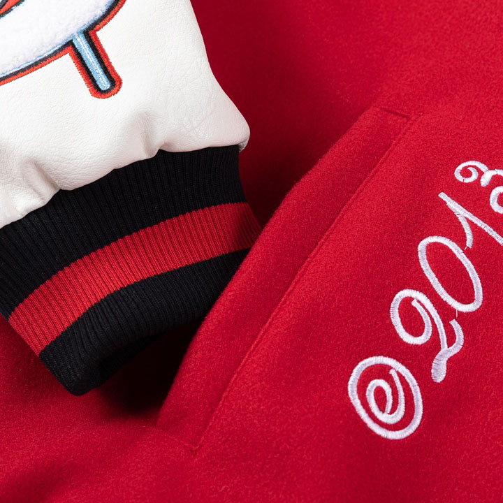 Off-White™ Scorpio Lea Wool Varsity Jacket 'Red/Off White' - DesignerGu