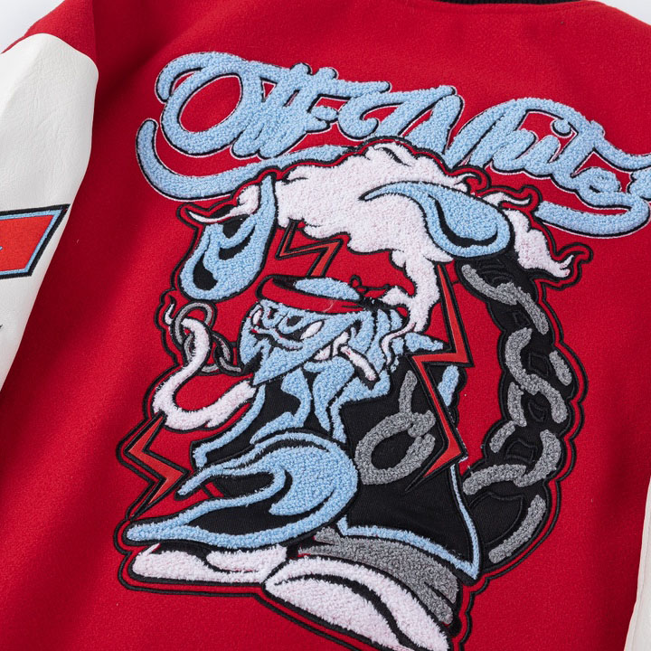 Off-White™ Scorpio Lea Wool Varsity Jacket 'Red/Off White' - DesignerGu