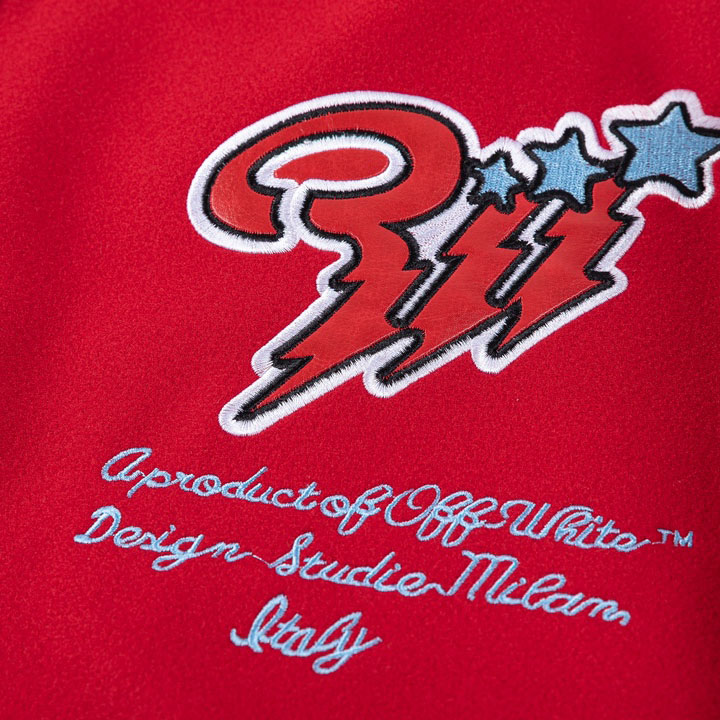 Off-White™ Scorpio Lea Wool Varsity Jacket 'Red/Off White' - DesignerGu